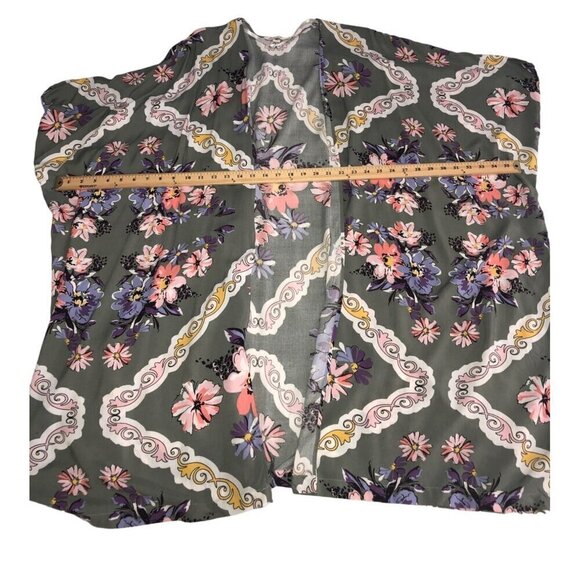 Krazy Kat Kimono XL Open Cardigan Rayon Floral Swim Cover Open Cardigan Beach - Picture 6 of 9